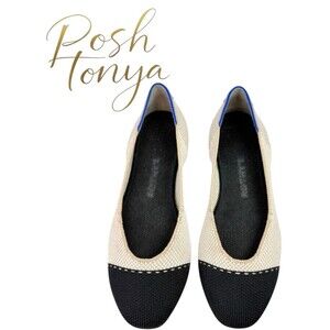 Rothys The Square Tuxedo Knit Ballet Flats Size 5 Feminine Coquette Preppy
